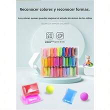Arcilla superligeras al por mayor, 12 colores y set de 36 colores, fabricante de arcilla para manualidades infantiles, plastilina Play-Doh de colores - Bolsa de 12 colores de arcilla superligeras + Herramientas pequeñas a juego - Ver 6