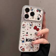 SANRIO Creative New , Blushing Kitty, KT Cartoon Luxury Fashion Printed Phone Case, Suitable For IPhone 17 Pro Max, 17 Pro, 17 Air, 17, 16, 15, 14, 13, 12, 11 Pro Max, High-Quality Phone Protective Case, Floral Print, Elegant - Multicolor - View 2