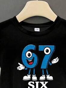 Kortärmad t-shirt och shorts för babypojkar med nummertryck - Svart - Visa 4