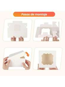 50pcs Mini Boxes With Window For Cakes, Donuts, Gifts - White - View 3