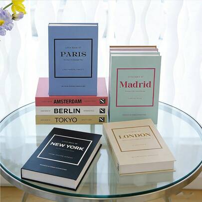 3 cuốn sách giả tạp chí gấp gọn, kiểu chữ tối giản tiếng Anh, trang trí bàn cà phê, nội thất sang trọng cho khách sạn & biệt thự.