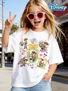 Best Friend Forever Toy Story Cartoon Print Summer Tops,Disney Graphic Tee, Perfect For Cute Girls. Teen Girl Gift,Tween Summer Clothes,Comfortable And Breathable Children's Short-Sleeved T-Shirt. Suitable For Both Boys And Girls.Suitable For Daily Wear, Vacations, Outdoor Activities, And As A Children's Gift. - trắng - Xem 1