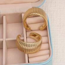 Juego de 6 a 18 pendientes de aro gruesos hipoalergénicos de varios diseños con acabado metálico, aptos para uso diario, festivales y fiestas, de material CCB ligero, para mujeres - Multicolor - Ver 10