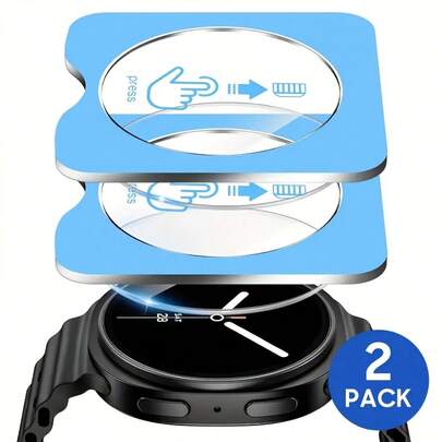 Bộ 2 miếng dán bảo vệ màn hình cho Galaxy Watch 8 40mm/44mm, tương thích với Samsung Galaxy Watch 8 Classic 46mm/Watch 8 Ultra, kính cường lực, tự động căn chỉnh dễ dàng lắp đặt, chống trầy xước, không bọt khí, độ phân giải cao 9H.