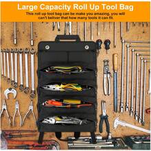 Sac à outils enroulable imperméable - Convient aux électriciens et mécaniciens, avec plusieurs compartiments, idéal pour l'organisation et le rangement du garage, design en tissu vert, conteneur de rangement pour outils électriques - 1 sac à outils - Voir 9