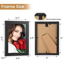 LBECUA 4x6 Picture Frame Set Of 2, Wooden Picture Frames With HD Plexiglass Display Photo 4x6, Horizontal And Vertical For Wall And Tabletop, Black - Black-4x6 - View 2
