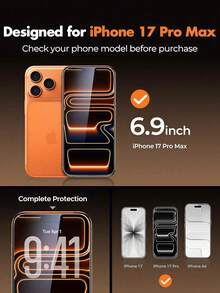 4 sztuki hartowanego szkła ochronnego na ekran do 'a 14 Pro Max/14 Pro/14 Plus/16 Pro/16 Pro Max/16 Plus/15 Pro/15 Plus/13 Pro Max/13/12/11/17/17 Air/17 Pro/17 Pro Max/17e, dwuwarstwowa konstrukcja, twardość 9H, rozdzielczość 99,99%, kompatybilne z etui na telefon, idealne jako prezent urodzinowy z zabezpieczeniem przed zarysowaniami dla rodziny i przyjaciół - Przezroczysty - Zobacz 3