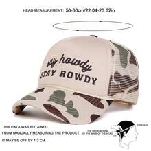 1顶男士“Say Howdy Stay Rowdy”卡车帽，个性化字母印花棒球帽，街头休闲网眼帽，适合春季、秋季、旅行、海滩度假 - 多色 - 查看 2