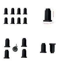 8pcs Square Caster Insert Plug - Black Plastic Socket Cover For Round Hole Protection Caps For Furniture Equipment Cart And DIY Projects - Black - View 1