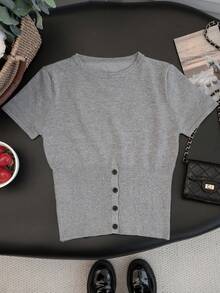 Áo khoác cardigan dệt kim tay ngắn dáng rộng thoải mái dành cho nữ, thích hợp mặc mùa hè. - Xám - Xem 4