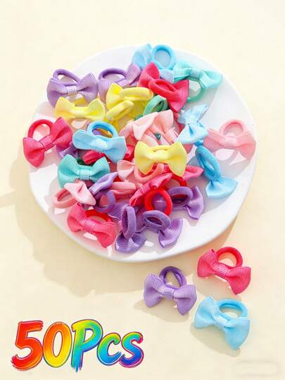 50pcs/Pack Random Color Macaron Soft Elastic Hair Ties, Cute & Stylish Baby Hair Accessories, Ideal For Baby Photos And Gifts, Suitable For All Year Round
