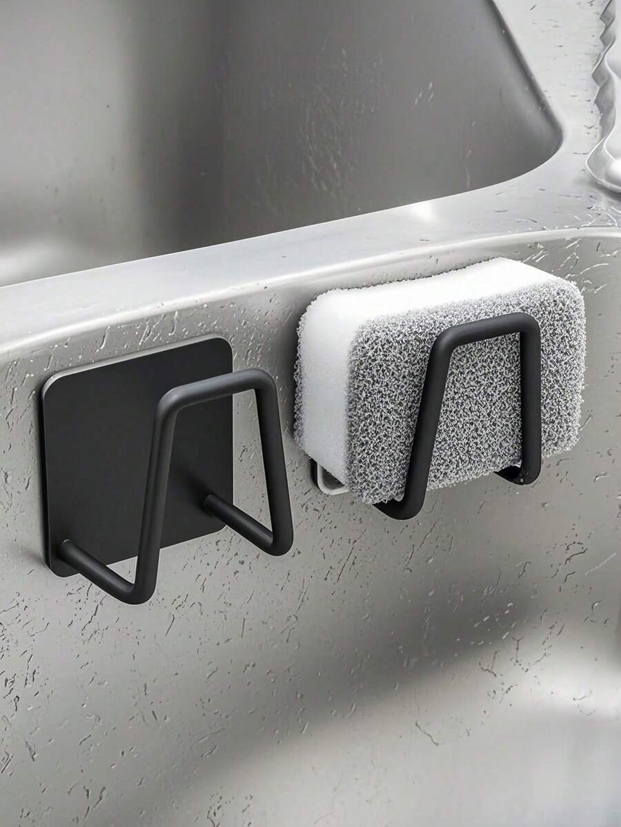 Stainless Steel Sink Sponge Holder - Self-Adhesive Kitchen Drain Rack With Drainage Grate, Interchangeable Cleaning Sponge Holder - Multicolor - View 1