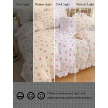 Floral Print Soft & Comfortable Bedding Set 3pcs, Suitable For Bedroom, Guest Room, All Seasons - White - View 9