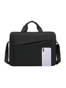 1 chiếc túi nam thời trang đa năng dung tích lớn, cặp xách công sở đựng laptop, chiều rộng 40cm/15.6in, chiều cao 30cm/11.7in, độ dày 7cm/2.73in - màu đen - Xem 12