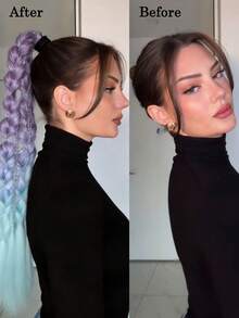 24英寸单件手工渐变色泡泡辫，耐热合成发，非常适合节日和派对 - 彩色 - 查看 4