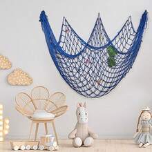 1/2pcs Mediterranean Style Decorative Fishing Net, Pirate Theme Polyester & Linen Fishing Net, Creative Photo Backdrop Wall Hanging, No Electricity Required Wall Decor, Suitable For Birthday, Wedding, Christmas, Ocean Party Decoration, Entrance Hall Hanging Ornament, Photography Prop, Room Decoration, Bar Decor - Decorative Fishing Nets - View 6