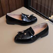 1 Pair New Boys' Black Non-Slip Round Toe Oxford Shoes, Easy To Clean, Suitable For School, Commuting, Gatherings And Weddings, All Seasons - Black - View 3