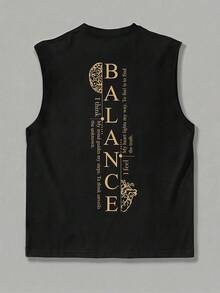 GRDR 1 chiếc áo tank top nam cổ tròn in họa tiết, kiểu dáng thường ngày, thích hợp cho mùa hè. - màu đen - Xem 3