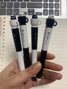 1支/套 猫咪主题旋转出芯圆珠笔，0.5毫米速干黑色墨水，减压旋转机制，硅胶笔握，适合办公、学校、度假使用 - 多色 - 查看 4