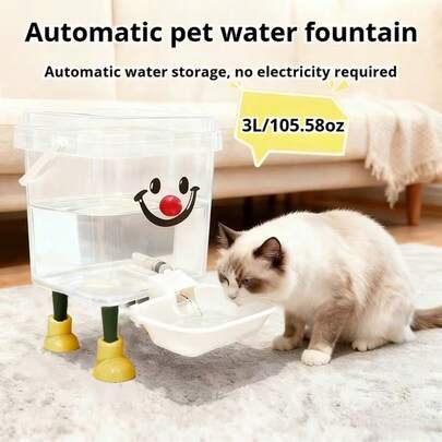 3L Automatic Pet Water Dispenser, Suitable For Cats & Dogs, Home & Travel, No Battery Or Plug Needed, Easy To Clean & Moisture-Proof, Indoor & Outdoor Use, Dopamine-Inspired Design, Raised Stand Design Fits Pet's Natural Drinking Posture To Protect Their Neck, Ideal Choice For Pet Lovers