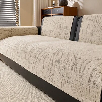 1pc Comfortable Chenille Sofa Cushion Cover, All-Season Modern Minimalist Non-Slip Sofa Seat Protector, Dust-Proof And Washable Sofa Slipcover, Fresh And Soft, Color-Fast, Pet-Friendly, Fits L-Shaped And 1/2/3/4-Seater Sofas For Bedroom, Office, Living Room