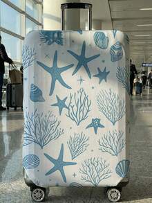 Fresh Ocean Element Starfish Print Luggage Protective Cover, Suitable For 18-32 Inch Suitcases, With Strong Elasticity To Protect Luggage (Anti-Scratch, Anti-Dust) And Decorate Luggage (Turn Regular Suitcase Into Personalized One), Luggage Cover, Travel Accessory. - Multicolor - View 16