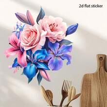 1pc 2D Healing Powder Blue Floral Cluster Forest Fairy Daisy Wall Sticker, Natural Color Transition, Instantly Adds Romantic And Fresh Atmosphere To Space. Made Of PVC Material, Moderate Adhesiveness And No Residue, Suitable For Living Room Background Wall, Sofa Background Wall - مقاس واحد - مشاهدة 1