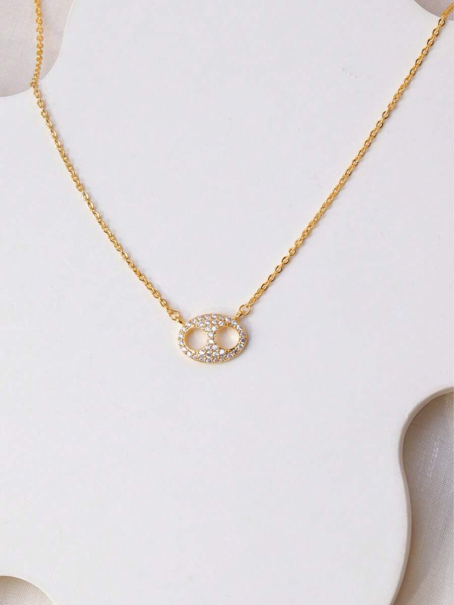 1件 奢华鼻形吊坠项链 - 金色 - 查看 1