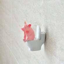 MIYA Cute Pig Bathroom Decor - Resin Made Funny Pig Figurine Suitable For Vanity Shelf - Farmhouse Style Animal Decoration For Home Bathroom Cabinet - Unique New Gift For Pig Lovers - A - View 1