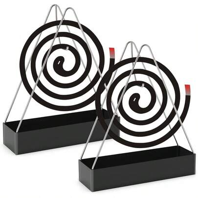 时尚蚊香架，易于清洁；便携式设计，适合户外使用，室内外均可使用，也可用于燃烧香薰或放置驱蚊片。无异味。有黑色和绿色可选。