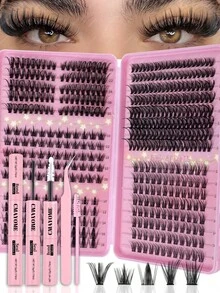 560/528/456片装DIY单根假睫毛,D型卷翘浓密大容量睫毛册,混合款式簇状假睫毛,浓密蓬松,自然妆效,适合新手在家DIY,柔软持久,便携旅行,适用于舞台、婚礼、户外、日常工作、音乐派对等场合 - 粉色 - 查看 19