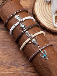 1 Set Western Cowboy Boho Vintage Versatile Exotic Asian Unique Ins Style Layered Bracelets - Multicolor - View 6