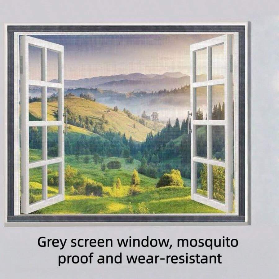 Red de ventana de verano gris, mosquitera de malla, cortina de puerta invisible, ventana autoadhesiva, fácil de instalar - ventana de pantalla gris - Ver 1