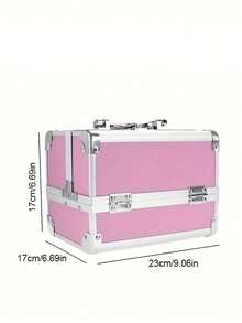 1pc Portable Makeup Bag With Mirror, Professional Makeup Tools, Large Capacity Waterproof Multifunctional Travel Cosmetic Organizer - Pink - View 9