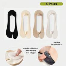 1/4 Pairs Women's Toe Separator Socks, Ladies' Ultra-Thin Loafer Socks, Non-Slip Low Vamp Invisible Socks, Cushioned Fatigue Relief Socks, Suitable For High Heels, Toe Socks - Multicolor - View 25