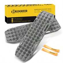 BUNKER INDUST Tablas de tracción todoterreno par de pistas de recuperación alfombrilla de tracción para camiones 4x4 Jeep barro nieve rampa de arena - Almohadillas de tracción de neumáticos de - Gris - Ver 1