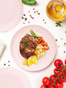10pcs/20pcs/50pcs Pale Pink Shell Rim 8-Inch Disposable Paper Plates, Suitable For Cakes, Salads, Desserts, Fruits, Applicable For Birthday, Wedding, Gender Reveal, Holiday, Party Decor And Gifts - Pink - View 5
