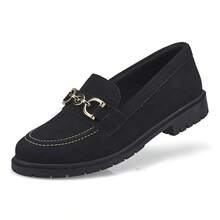 LAZZLU SHOES Women's Suede Platform Loafer, Comfortable Oxford Shoe - 黑色 - 查看 5