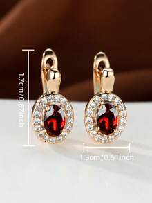 Vanel 1Pair Elegant Golden Oval Cubic Zirconia Halo Leverback Earrings For Women, Dainty Earrings, Fashion Statement Jewelry, Fashion Jewelry For Women, For Daily Wear & Party - Golden Yellow - Multicolor 2 - View 5