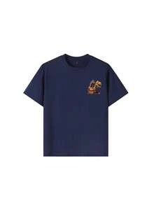 Áo thun ngắn tay cổ tròn in họa tiết phong cách thường ngày cho bé trai, thích hợp mặc mùa hè. - Màu xanh hải quân - Xem 7