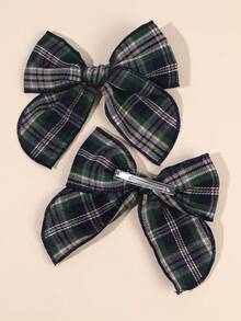 2 piezas Lazos de pelo verdes para niñas con decoración a cuadros, Pinzas de cocodrilo de cola corta delicadas, elegantes, dulces y suaves, Pasadores de pelo para fiestas, diario, festivales, vacaciones, regalos de boda, accesorios de pelo para adolescentes - Verde - Ver 7