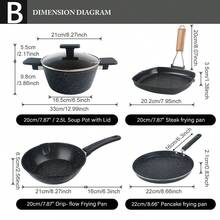 ABKOK Bộ nồi chảo chống dính bằng nhôm 1 món/4 món/7 món, chắc chắn, phù hợp với mọi loại bếp (bao gồm cả bếp từ), bộ nồi chảo cao cấp, lựa chọn quà tặng tốt nhất, có thể chọn mua lẻ hoặc mua cả bộ. - Xem 10
