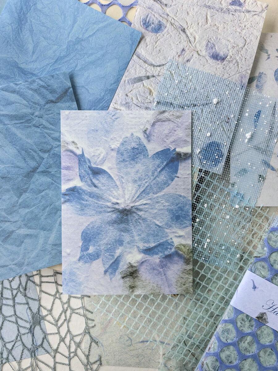 15pcs/Pack Blue Tone Mesh Texture Background Paper, DIY Decoration, Scrapbooking Material - BQ1052 - View 1