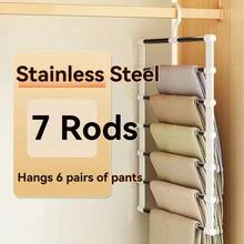 1pc Foldable Multi-Layer Non-Slip Pants Hanger, Wardrobe Storage Organizer Pants Holder, Space-Saving Collapsible Hanging System - Multicolor - View 9