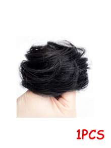 1件装高马尾假发，女士自然蓬松发髻，花朵形发箍，懒人发型配饰假发套装，发绳头饰。 - 彩色 - 查看 8