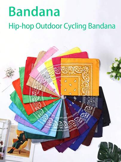 1条腰果花方巾，嘻哈户外骑行头巾，27种颜色可选，1-27条佩斯利花纹手帕、头巾、围巾，涤纶花朵头巾，嘻哈舞蹈方巾，户外骑行、露营和徒步旅行头巾！滑雪面罩，适合骑行、骑摩托车和滑雪。