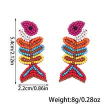 1 Pair Bohemian Style Lucky Fish Pendant Earrings, Colorful Beaded Handmade Dangle Earrings, Versatile Lucky Earrings For Women - Multicolor - View 6