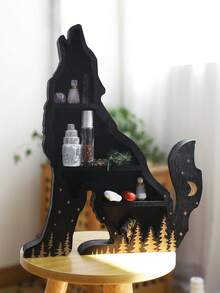 1pc Black Wolf Shaped Wooden Crystal Display Stand, Pagan Altar Decor, Crystal Holder, Pagan Home Decor, Boho Gothic Wall Art, Spiritual Witchcraft Decoration, Moon & Forest Theme Shelf, Gothic Bedroom & Living Room Decor, Witchcraft Gift For Crystal Lovers, Mysterious Tarot Card Holder, Essential Oil & Small Trinket Shelf, Animal Figurine Decor Stand - nhiều màu - Xem 9
