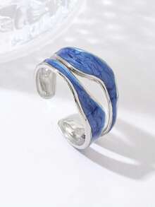 1 chiếc nhẫn hở bằng thép titan, thích hợp để đeo hàng ngày. - Màu xanh lam - Xem 5