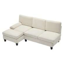 Large Sofa And Sofa 194*118*81 Cm, 3 Seater Sofa Ecksofa Für Wohnzimmer, Wohnung, Lounge Und Schlafzimmer – L-Förmiges Schlafsofa, Freizeitsofa, Beige, Leinen - 米色 - 查看 9